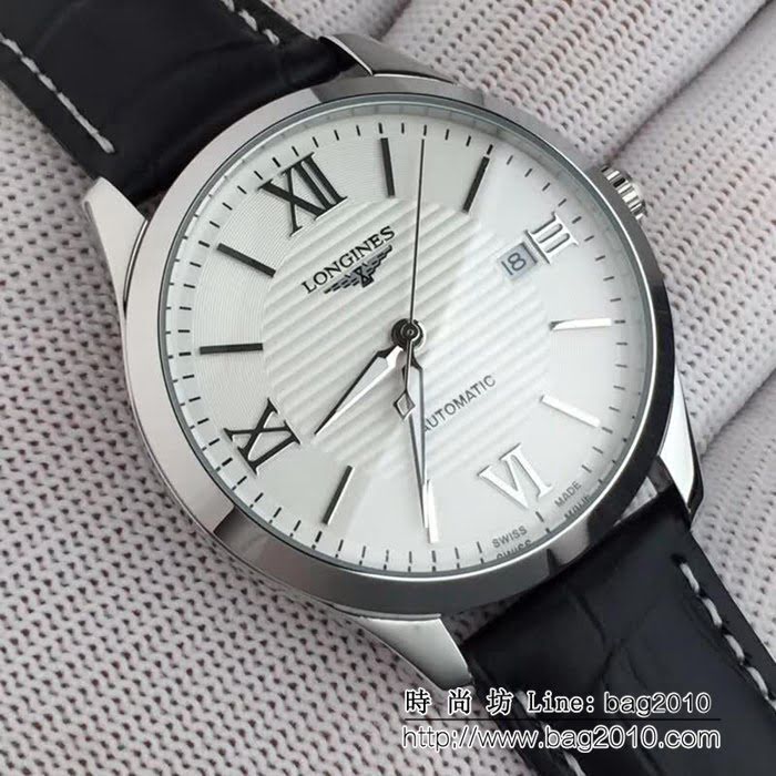 LONGINES浪琴 牛皮錶帶 全自動機械 男士腕表 WSS0125